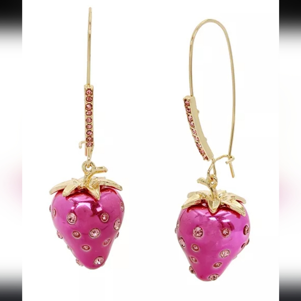 Betsey Johnson Strawberry Dangle Earrings! NWT!